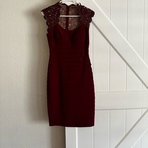Elegant Burgundy Lace Dress